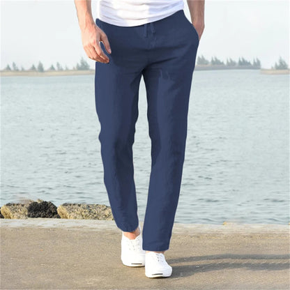 Max Linen Drawstring Pants For Men Breathable Lightweight Comfort Relaxed Fit Summer Wear
