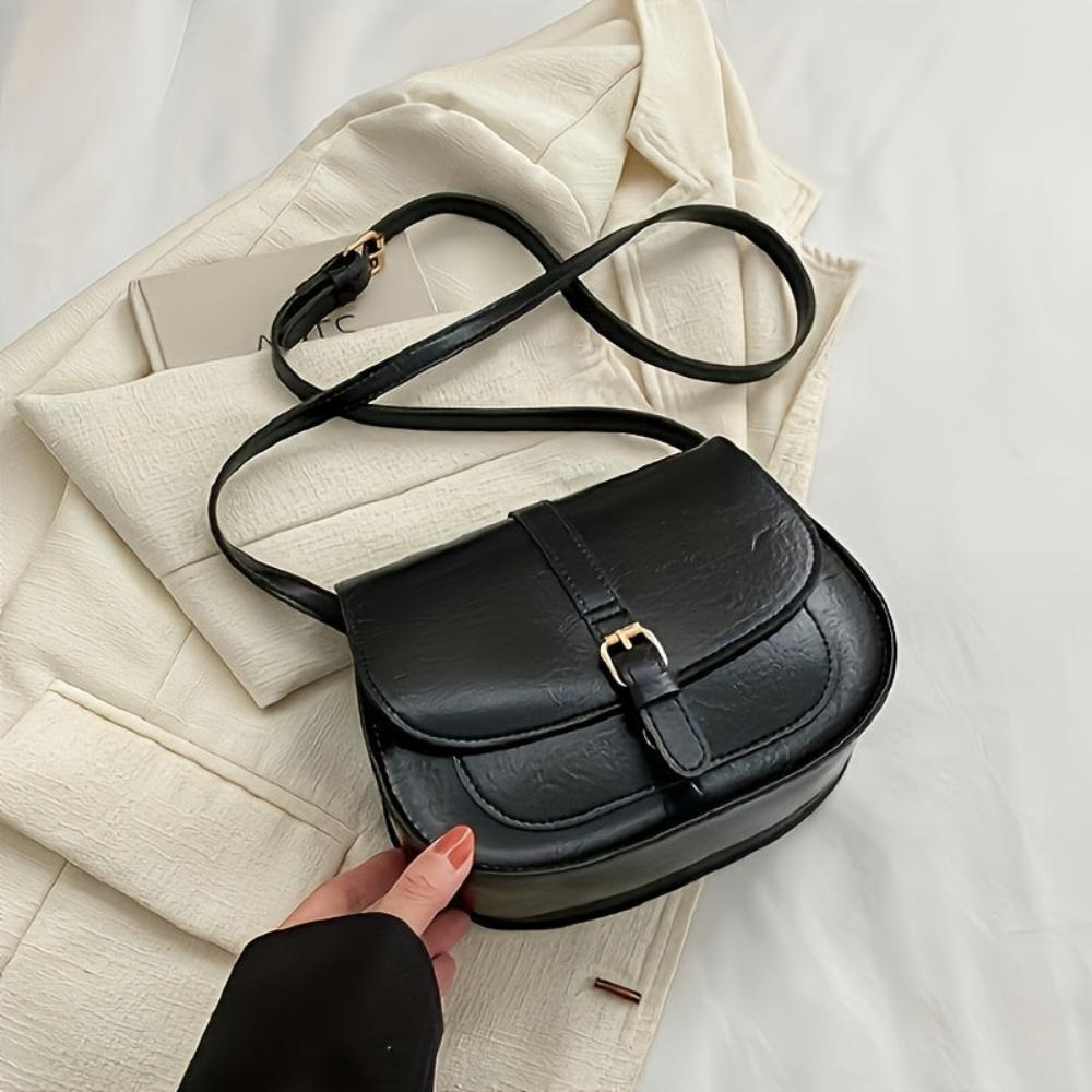 TrendAura Michele Crossbody Bag - Vegan Leather With Adjustable Strap And Buckle Closure