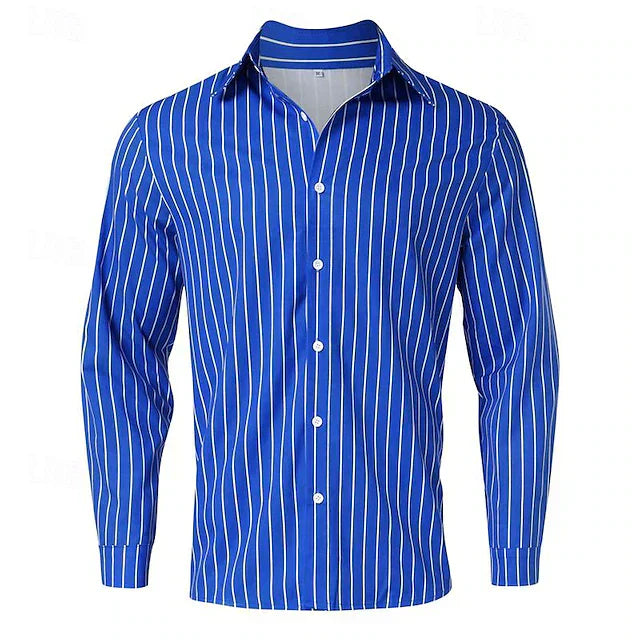 Luke Striped Button Up Shirt For Men Cotton Blend Classic Casual To Formal Wardrobe Essential