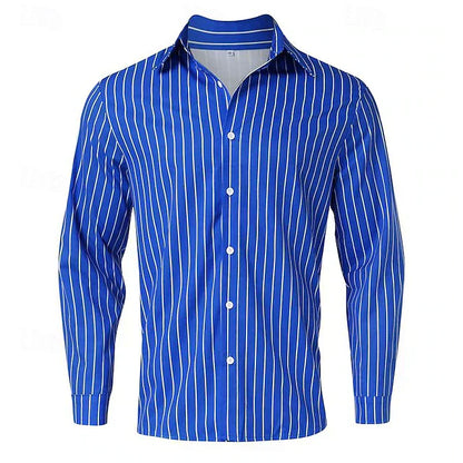 Luke Striped Button Up Shirt For Men Cotton Blend Classic Casual To Formal Wardrobe Essential