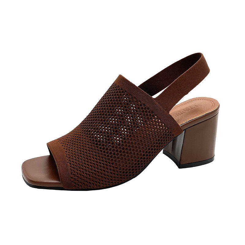 Zuleika | Chunky Heeled Sandals in Mesh