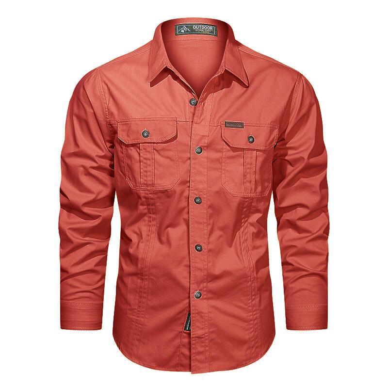 Mens Casual Military Shirt Versatile Style Epaulets Button Down Classic Fit For Everyday Wear