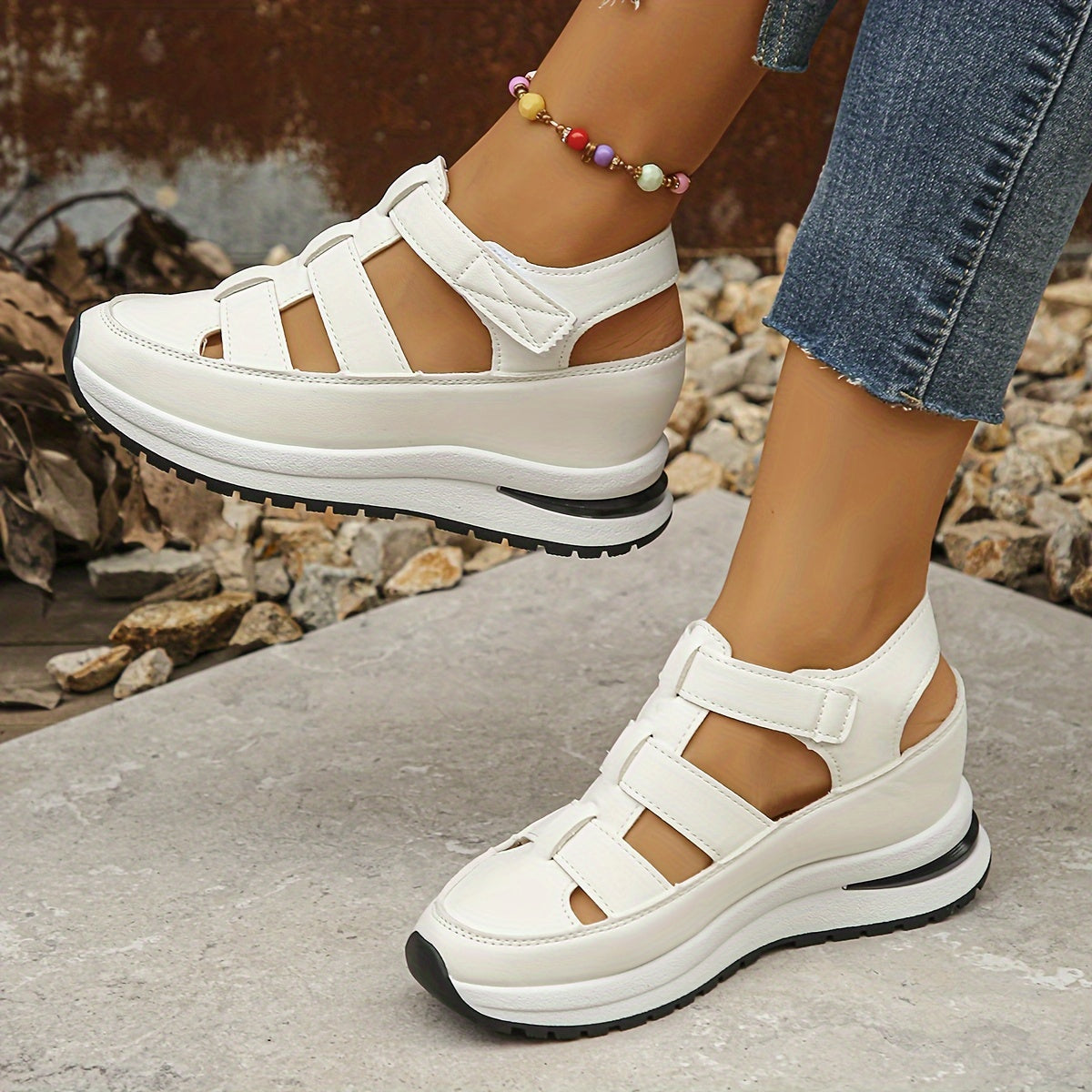Women's Platform Adjustable Sandals with Cushioned Footbed and Secure Fit