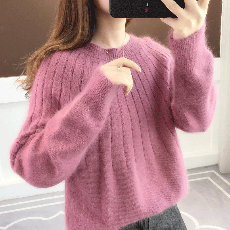 Luna Cashmere Sweater Soft Knit For Women Warmth Lightweight Ribbed Classic Round Neck
