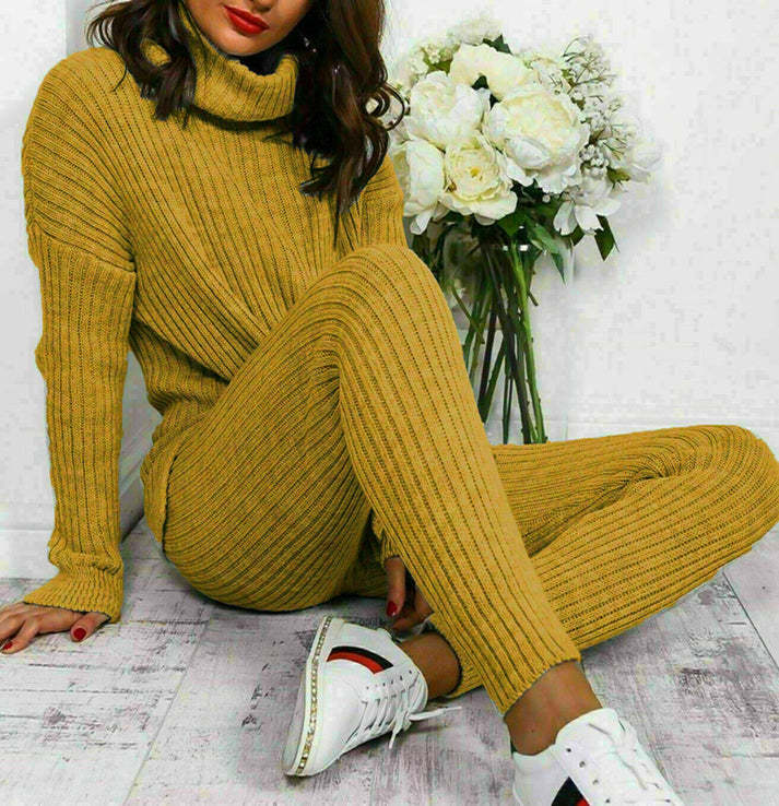 Loungewear Set For Women Super Soft Knit Fabric With Chunky Polo Collar Top And Matching Leggings For Ultimate Comfort