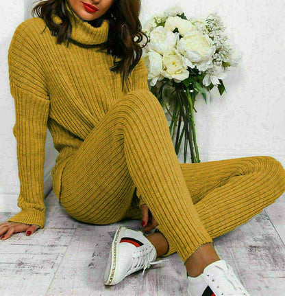 Loungewear Set For Women Super Soft Knit Fabric With Chunky Polo Collar Top And Matching Leggings For Ultimate Comfort