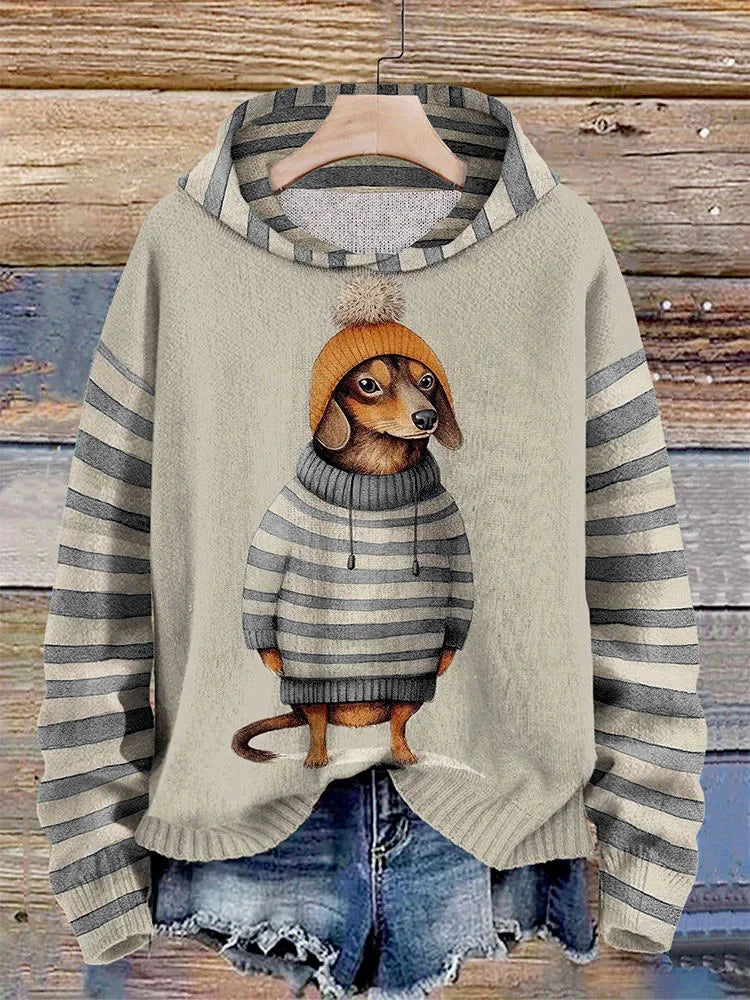 Women’s Striped Dog Hoodie | Casual