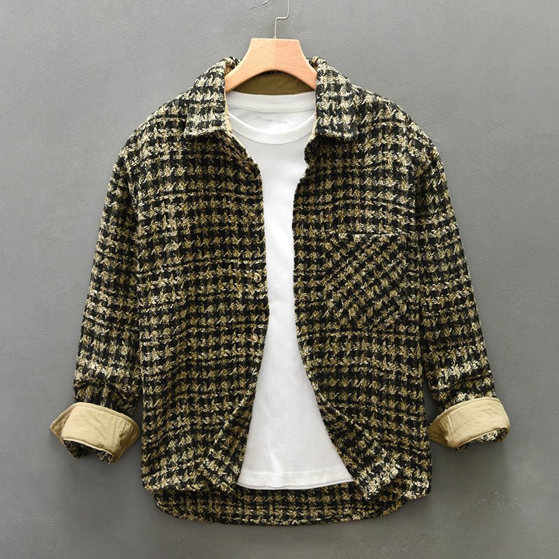 Emmanuel Men's Casual Houndstooth Button Up Shirt by TrendAura with Timeless Pattern and Effortless Style