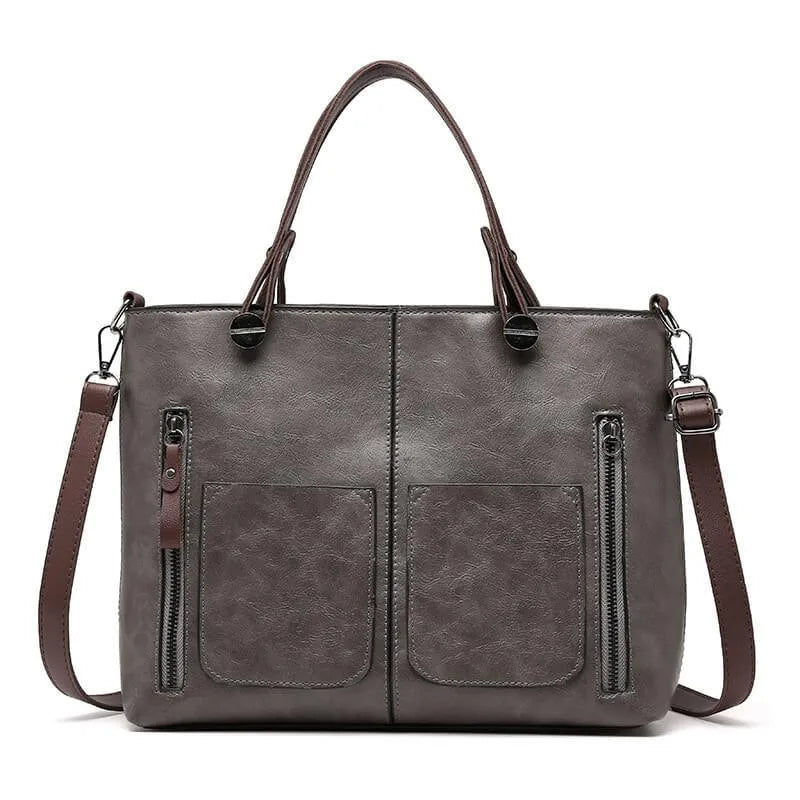 Delilah Vegan Leather Structured Tote Handbag - Boxy Shape With Practical Pockets