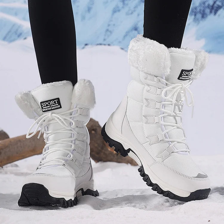 LUNORA Women's Waterproof Snow Boots Mid-Calf With Velvet Lining PU Upper And Comfortable Platform