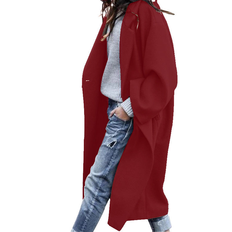 Evelyn Coat For Women Elegant Long Coat With Pockets Warm Polyester Timeless Style
