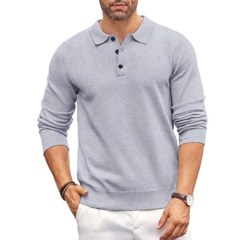 TrendAura Mens Polo Collar Knit Sweater Slim Fit Soft Elastic Fabric For Layering Casual Style