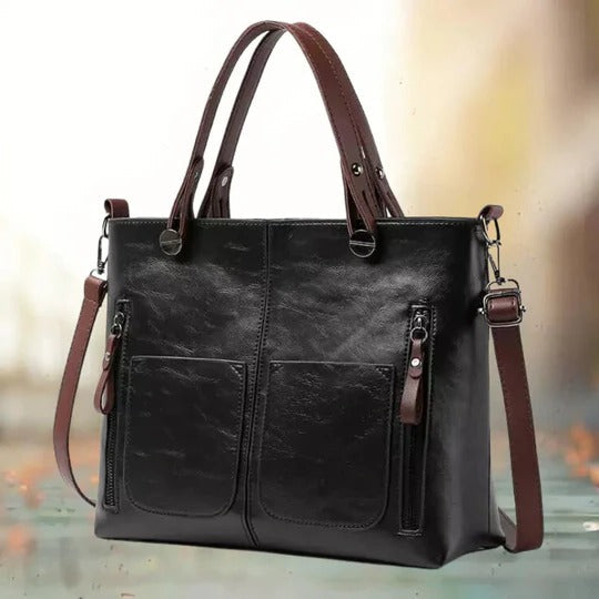 TrendAura Elegant Leather Bag - Structured Silhouette With Ample Space For Everyday Essentials And Style