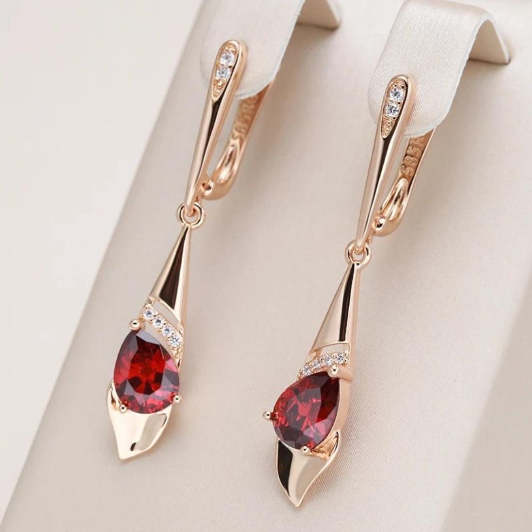 Women's Gold Pendant with Red Crystal and Classic Design - TrendAura