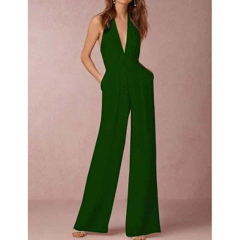 Elegant women's jumpsuit with V-neckline