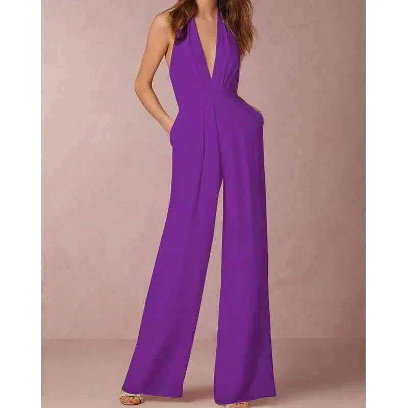 Elegant women's jumpsuit with V-neckline