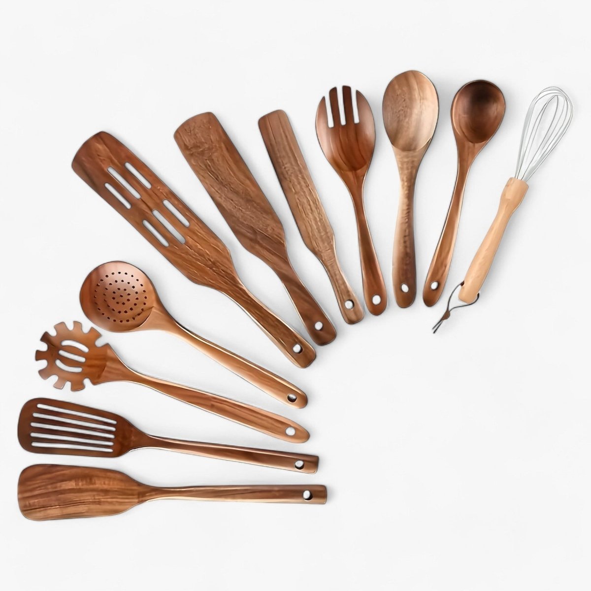 Heat-resistant wooden kitchen utensil set, 11 pieces - WoodChef - TrendAura