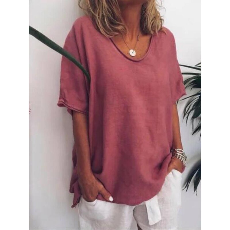 Women's T-shirt – Loose Fit – Short Sleeves – Light and Breathable