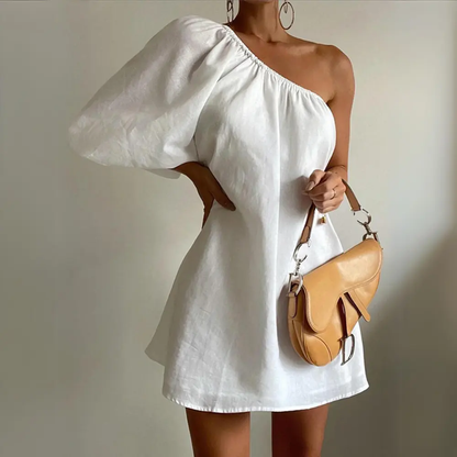Emma One Shoulder Puff Sleeve Dress