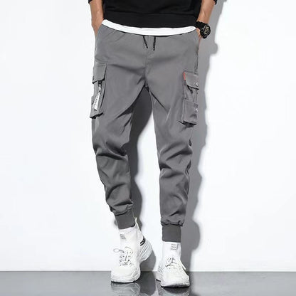 Eric Mens Oversized Cargo Pants Solid Color With Large Pockets For Outdoor Activities And Casual Wear