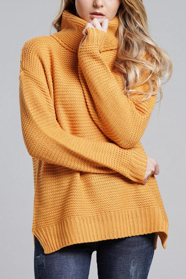 Women’s Turtleneck Sweater – Chunky Knit – Oversized Fit – Ribbed Hem and Cuffs