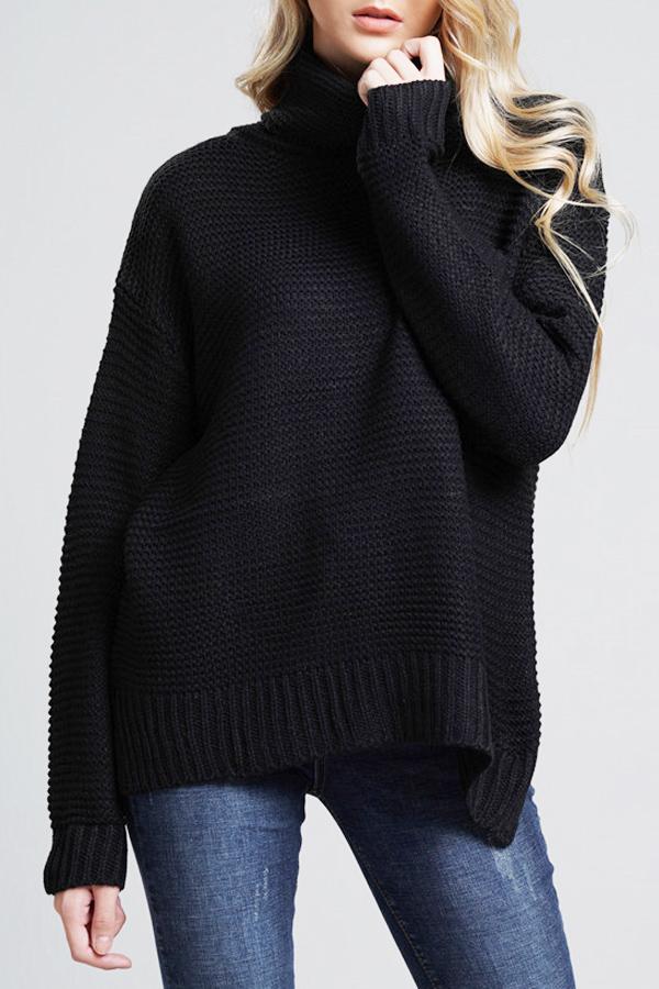 Women’s Turtleneck Sweater – Chunky Knit – Oversized Fit – Ribbed Hem and Cuffs