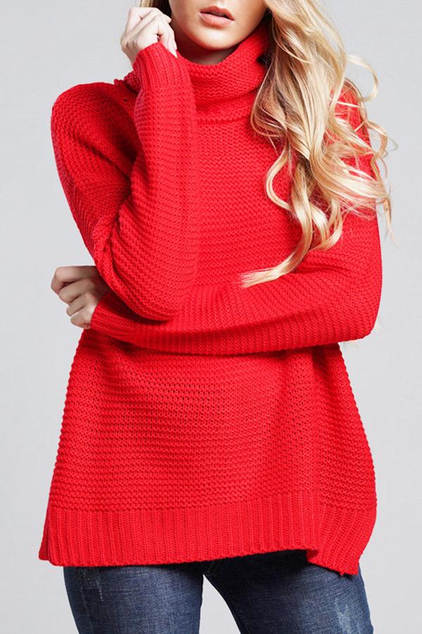 Women’s Turtleneck Sweater – Chunky Knit – Oversized Fit – Ribbed Hem and Cuffs