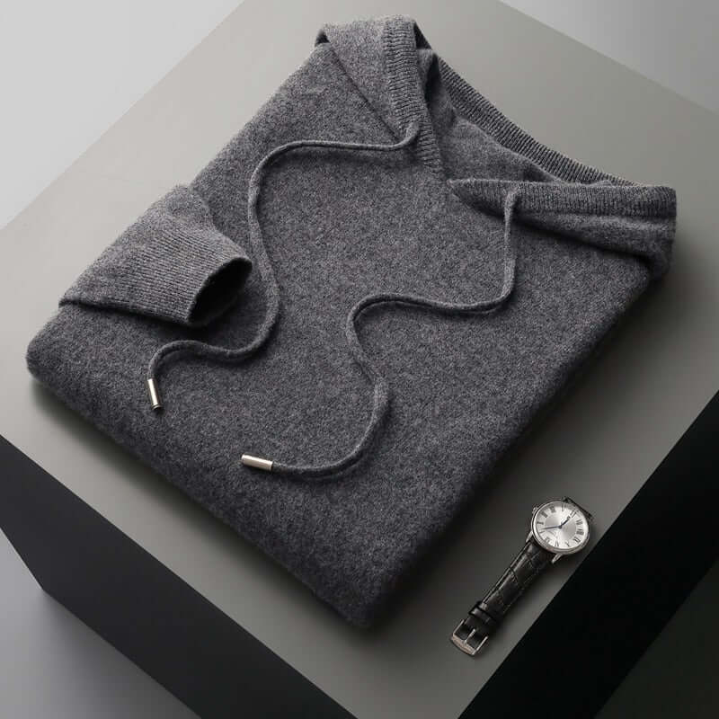Mens Knitted Hoodie Soft Warm Knit Fabric For Everyday Comfort And Casual Style For Cold Weather