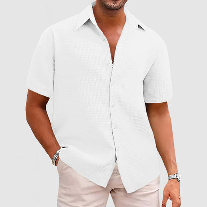Men's Waffle Short Sleeve Shirt Relaxed Fit With Soft Textured Fabric For All Day Comfort