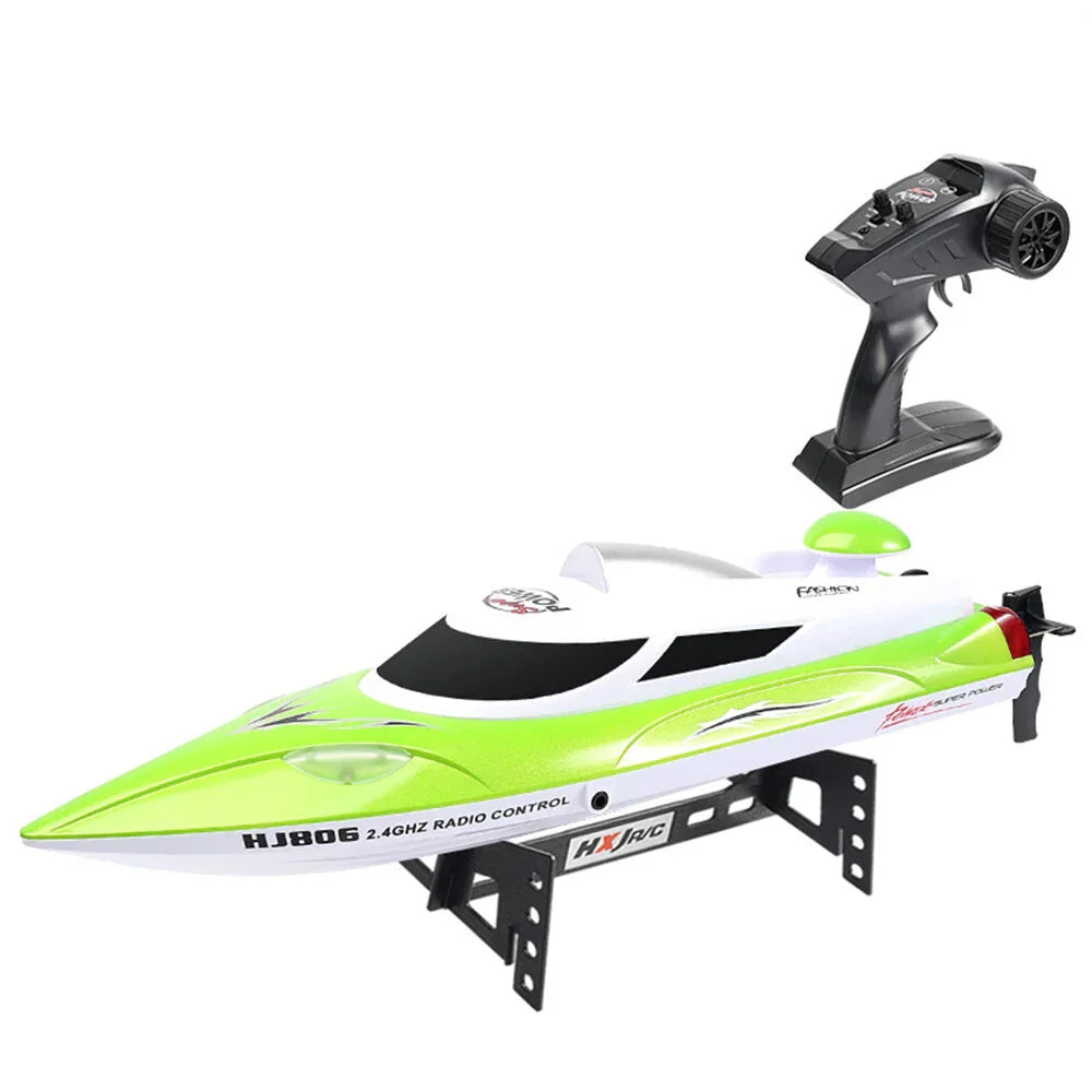 RC Speed Boat With LED Lights Waterproof 35kmh High Speed Electric Racing Model For Lakes And Pools