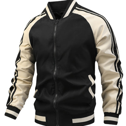 Jasper Colorful Mens Sports Jacket With Striped Cross Belt Baseball Collar Casual Trendsetter