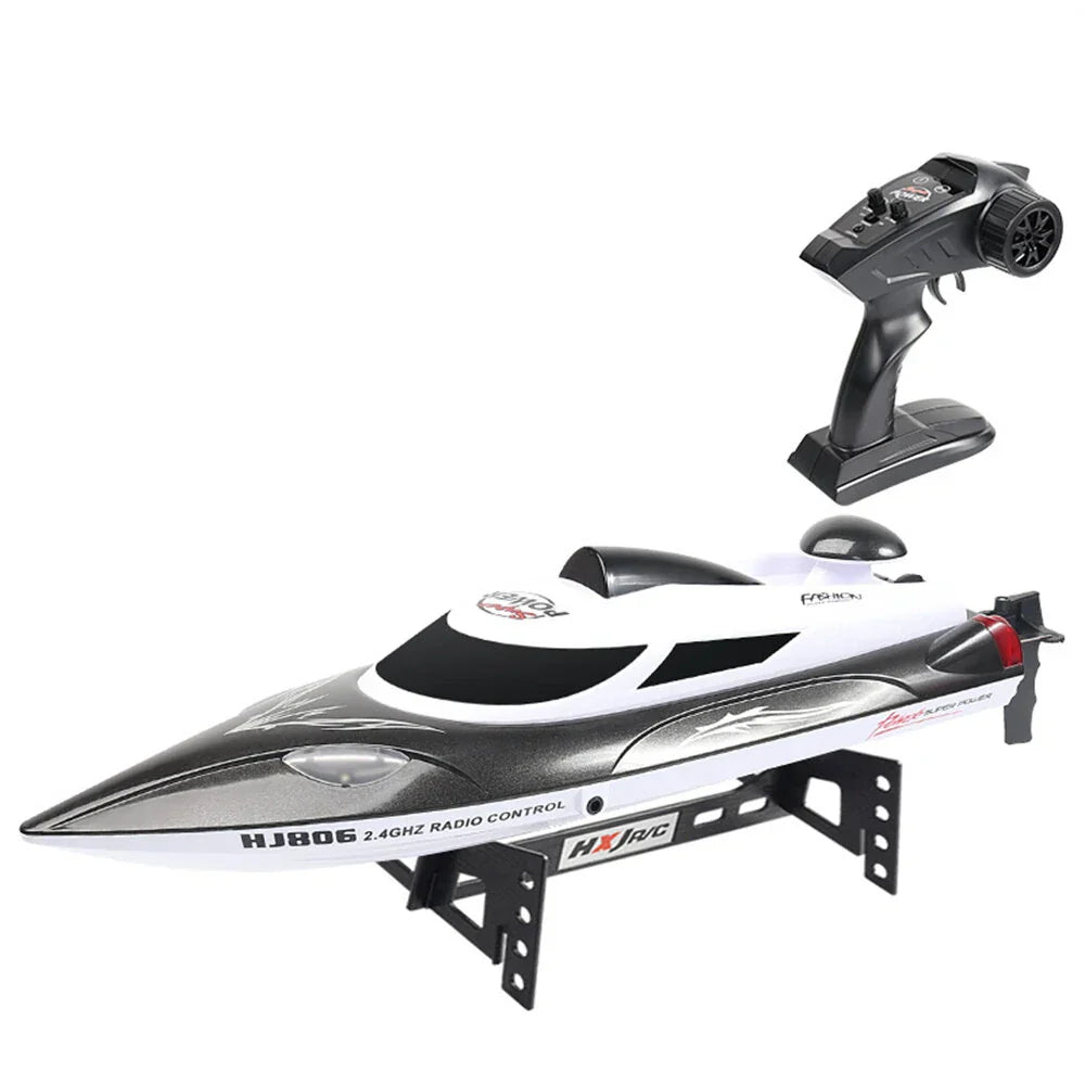 RC Speed Boat With LED Lights Waterproof 35kmh High Speed Electric Racing Model For Lakes And Pools
