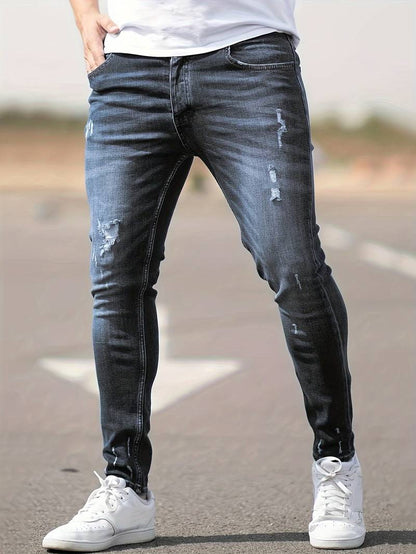 Mens Slim Fit Jeans by Walking for Everyday Style with Modern Distressed Denim Essentials
