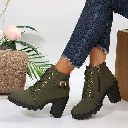 Women's lace-up ankle boots | block heel