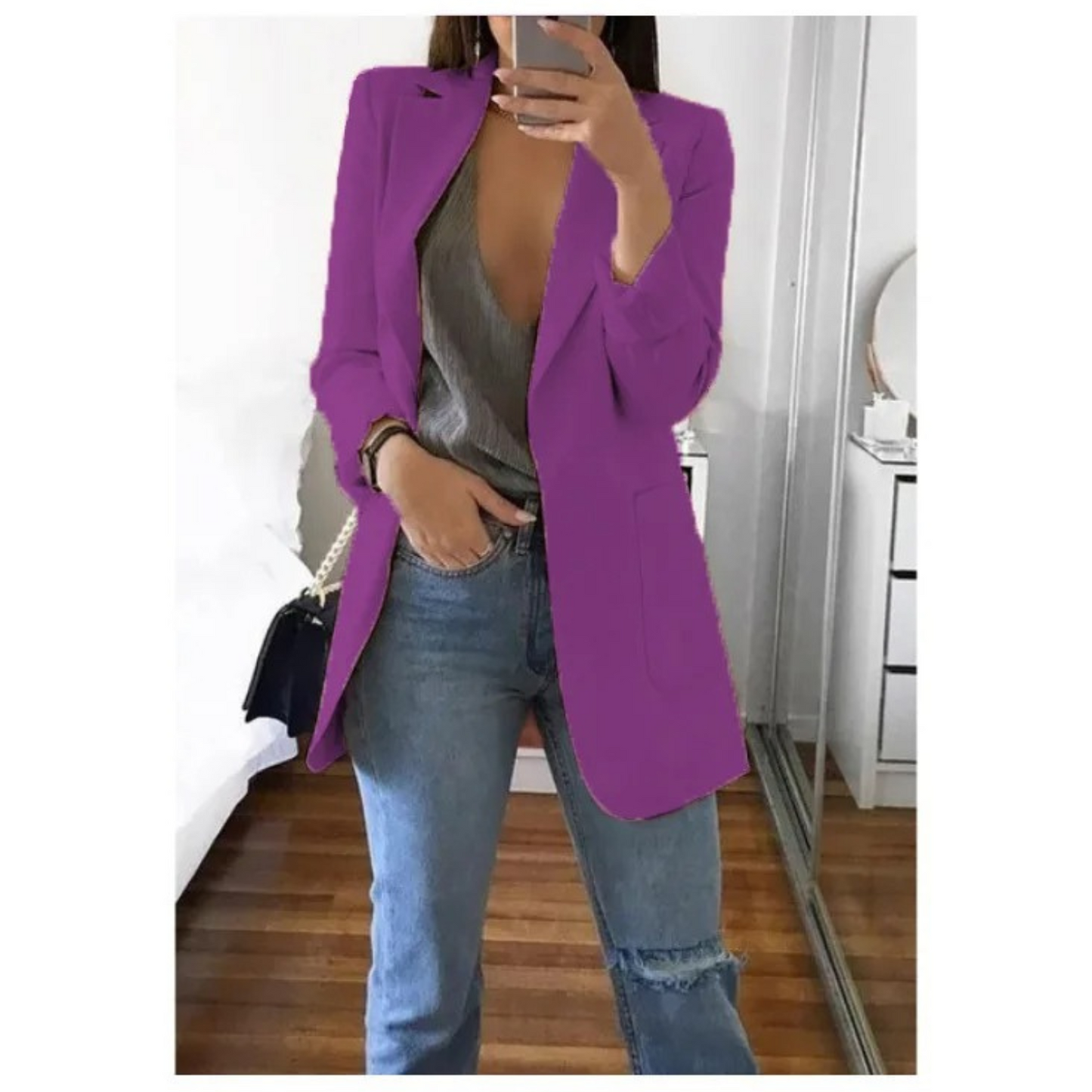 Women’s Blazer – Structured Fit – Notched Lapel – Single-Breasted – Welt Pockets