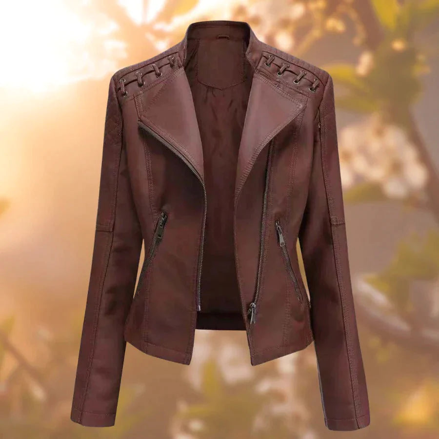 Petra Women's Leather Perfecto Jacket Timeless Fit All Season Comfort Versatile Colors