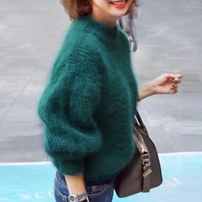 Fuzzy turtleneck for women