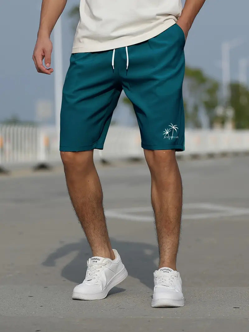 Men's Mint Green Quick Dry Swim Shorts With Elastic Waist Regular Fit Mid Thigh Length For Beach And Pool