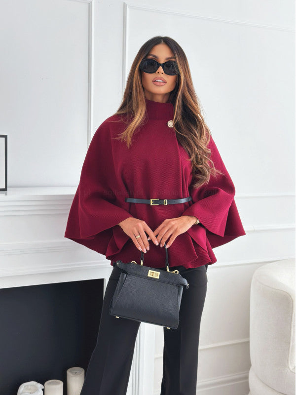 Belted Poncho With Adjustable Belt Soft Lightweight Fabric For Women By L Elegance Reinvented