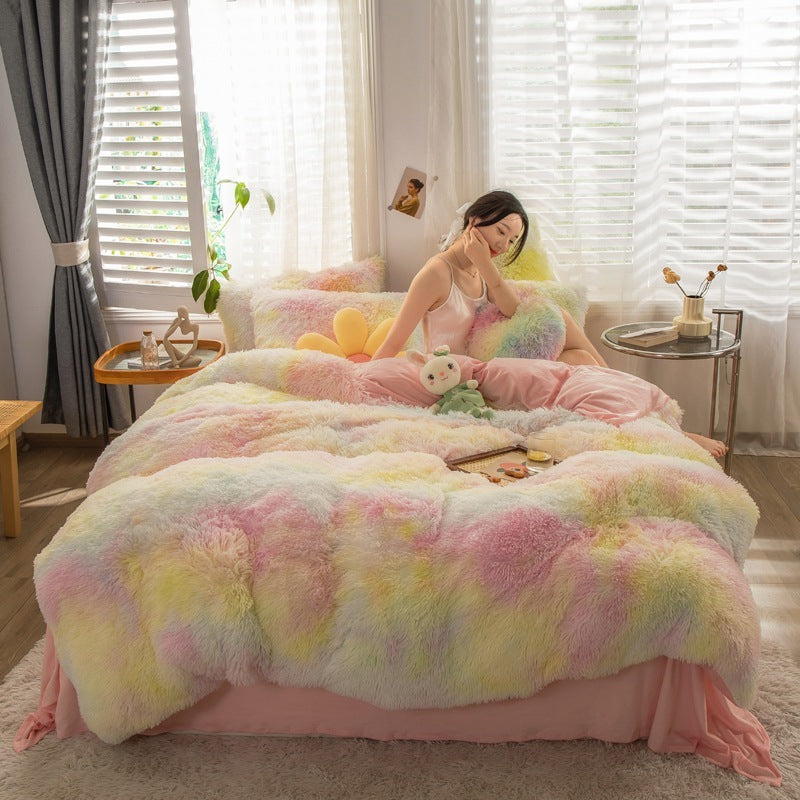 Fluffy Faux Fur Duvet Cover Set With Plush Texture