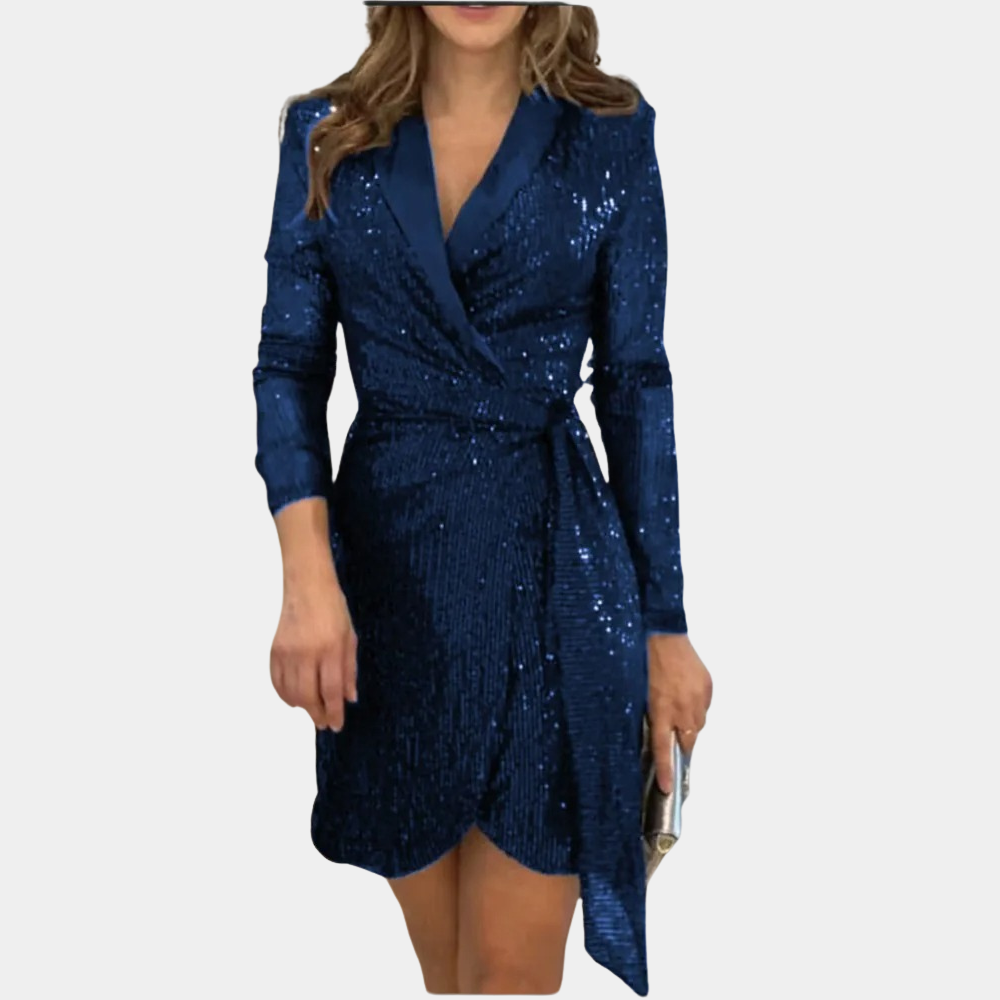 Magali Belted Blazer Dress For Women Elegant Structured Silhouette With Integrated Belt