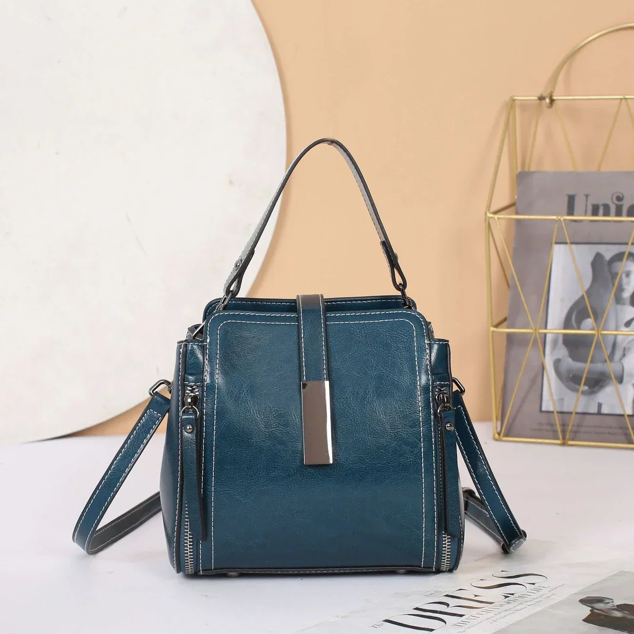 TrendAura Ellen Structured Satchel Handbag Durable All Season Synthetic Leather With Dual Handles And Adjustable Strap