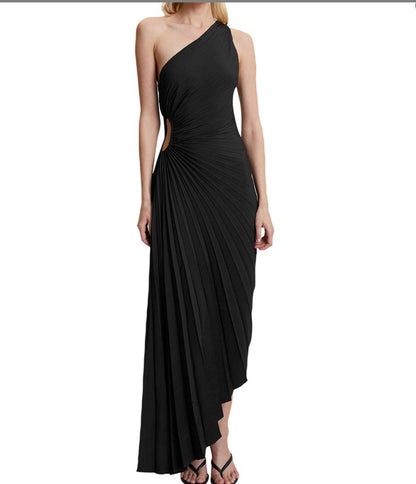Oriane Pleated One Shoulder Evening Dress for Elegant Formal Occasions with Modern Cut