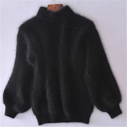 Fuzzy turtleneck for women