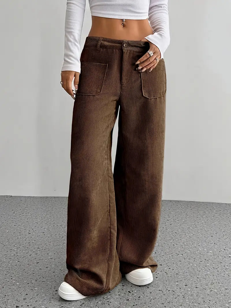 Lola Wide Corduroy Pants For Women Comfortable Cotton Blend Relaxed Fit Cozy Warmth