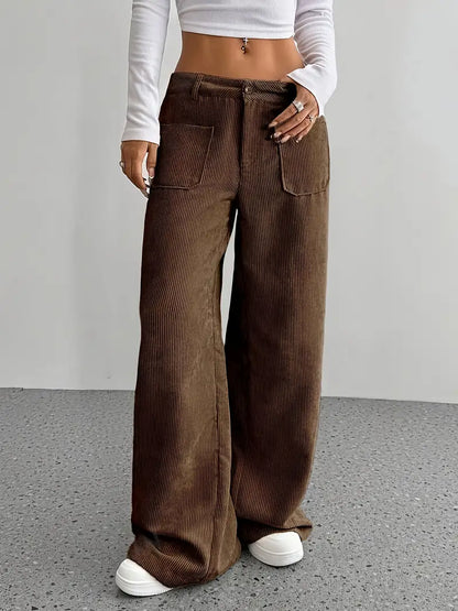 Lola Wide Corduroy Pants For Women Comfortable Cotton Blend Relaxed Fit Cozy Warmth