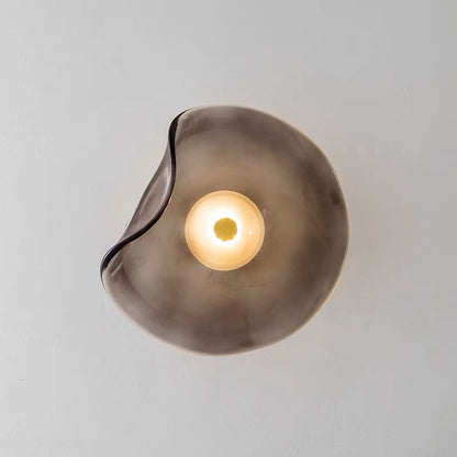 LED Wall Sconce Amber Glass Shade Modern Scandinavian Inspired Elegant Ambient Light For Living Rooms