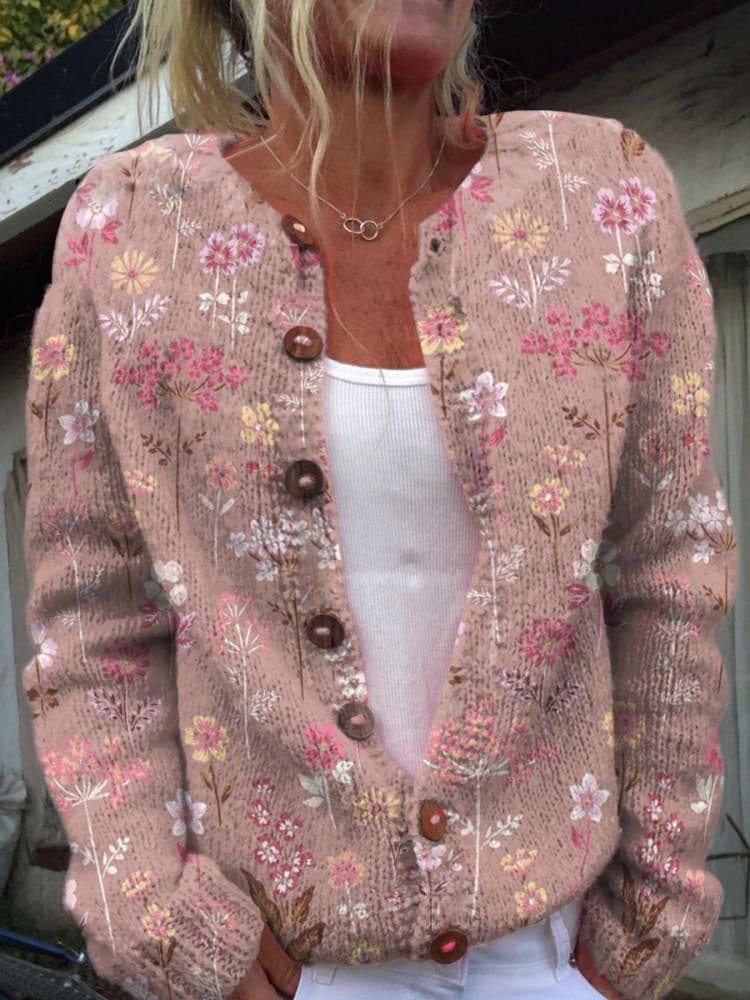 Sydney | Vintage-Inspired Floral Knit Cardigan for Women