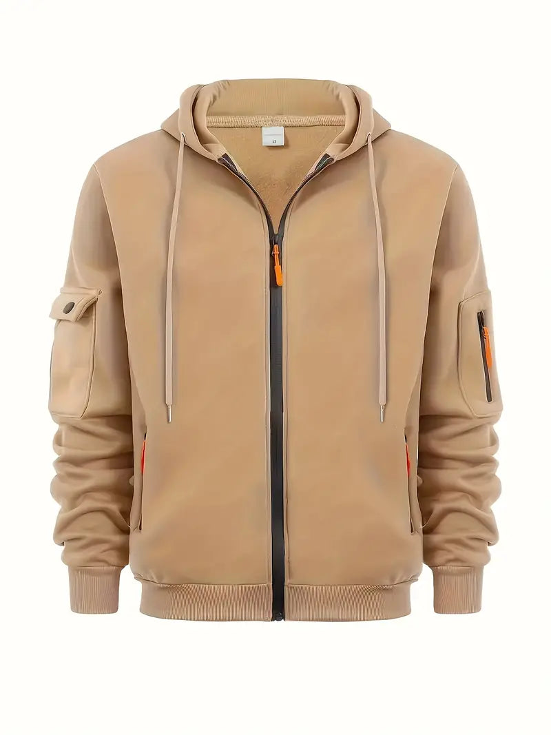 Jonathan Men's Zip Up Hoodie With Pockets By TrendAura Gray Lightweight Hooded Jacket