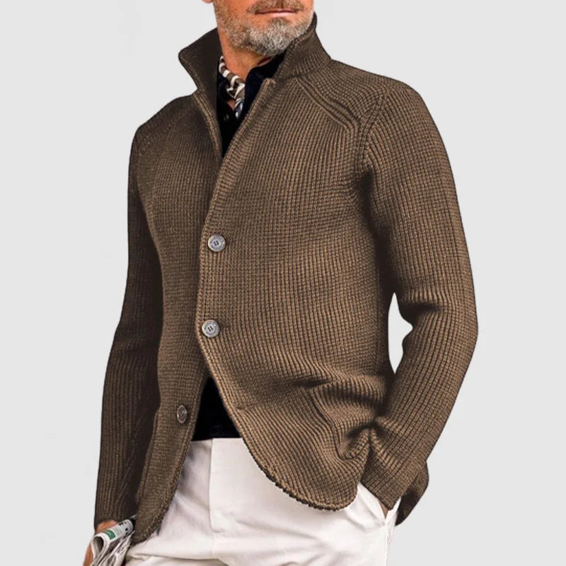 TrendAura Nordic Flair Navy Long Sleeve Knit Cardigan for Men with Button Closure and Cozy Warmth